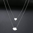 New Simple Sequins Cloud Necklace Aircraft Stars Heart Pendant Multilayer Chain Necklaces For Women Gift Stainless Steel Jewelry