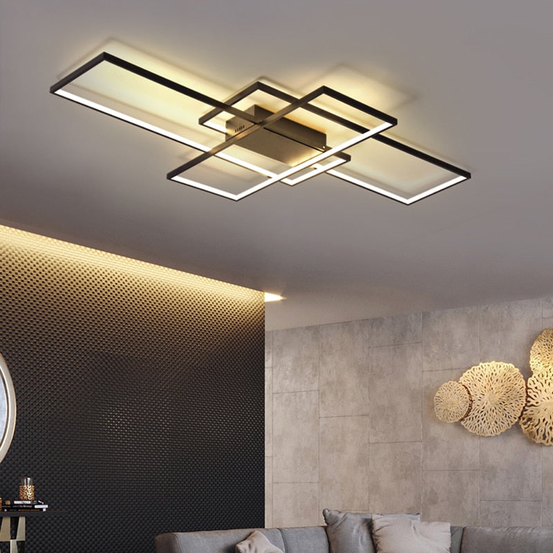Smart Home Alexa, lámpara de techo LED negra/blanca para sala de estudio, dormitorio, lámpara de techo Led moderna de aluminio