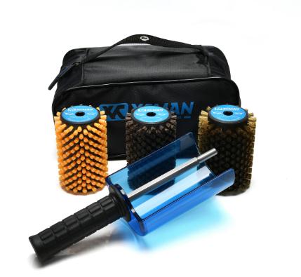XCMAN Ski Roto Brush Kit Roto Brush Controller Handle  with all 3 Brushes: Nylon, Horsehair, Brass/Cork