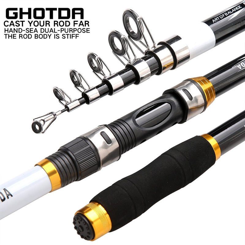 GHOTDA 2.1M -3.6M Carp Fishing Rod feeder Hard Carbon Fiber Telescopic Fishing Rod Fishing Pole