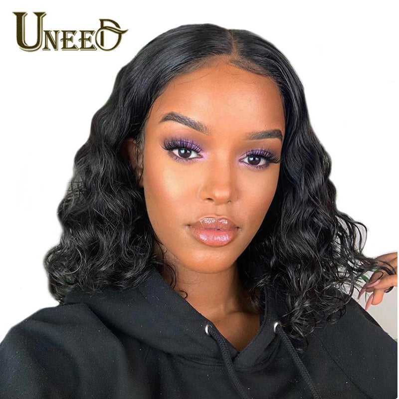 Uneed Body Wave Lace Front Pelucas de cabello humano Remy Brazilian Hair Body Wave Peluca corta 13X4 Lace Front Pelucas Bob Lace Closure Pelucas