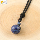 CSJA Natural Stones Necklaces &amp; Pendants Lucky Obsidian Lapis Tiger Eye Braided Rope Chain Woman Men Vintage Jewelry Gifts S463