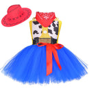 Toy Woody Jessie Cowgirl Girls Tutu Dress with Hat Scarf Set Outfit Fancy Tulle Girl Birthday Party Dress Kids Halloween Costume