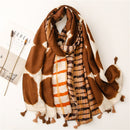 Luxury brand women leopard print cotton scarf shawls for winter foulard femme long soft warm wraps cachecol