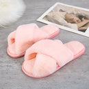 Winter Women House Slippers Cross Faux Fur Ins Fashion Warm Shoes New Indoor Warm Cotton Slippers Thickened Leak-Toe Fur Slides