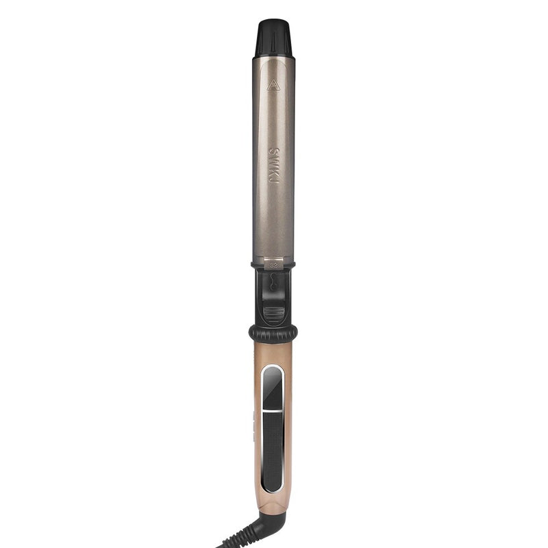 USHOW Professional Rotating Curling Iron Nano Titanium Black + Gold Hair Curler with LED Digital Temperature Display