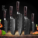 Stainless Steel Chef Knife Set with Knife Cover Case Sheath 8 Pcs  Cleaver Slicing Damascus Veins  Survive  Kitchen Knives Set