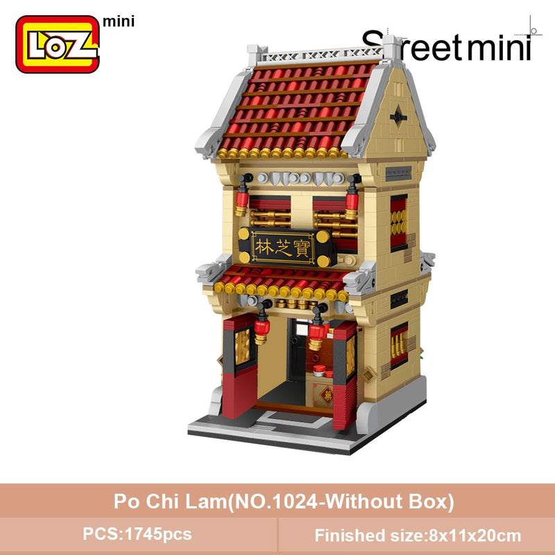 LOZ Mini Block Mini Chinatown Big China Street Chinese Tradition Tea House Pharmacy Inn Special Model DIY Assembly Toys