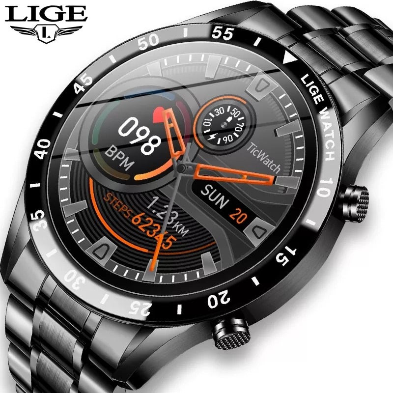 LIGE 2022 Smart Watch Herren Full Touch Sport Fitness Uhr Blutdruck Wasserdicht Bluetooth Anruf Für Android Ios Smartwatch Herren