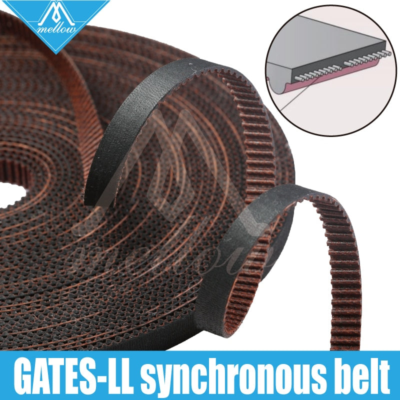 Mellow High Quality 3D printer part GATES-LL-2GT Gear Synchronous Belt GT2 Width 6MM 9MM 10MM Timing belt Wear Resistant for BLV