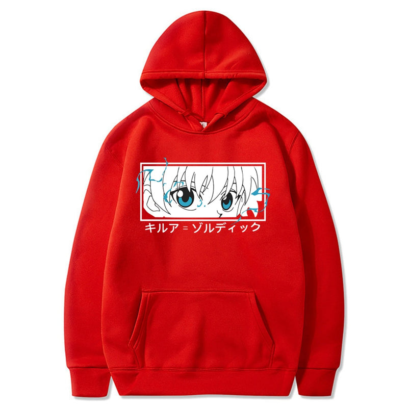 Hunter X Hunter Jerseys Sudaderas con capucha Sudaderas Killua Zoldyck Eye Print Anime Sudadera con capucha Streetwear Tops