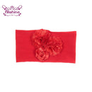 Nishine Soft Stretch Satin Rose Flower Baby Headband Newborn Knot Wide Nylon Headwraps Turban Girls Headwear Kids Photo Props
