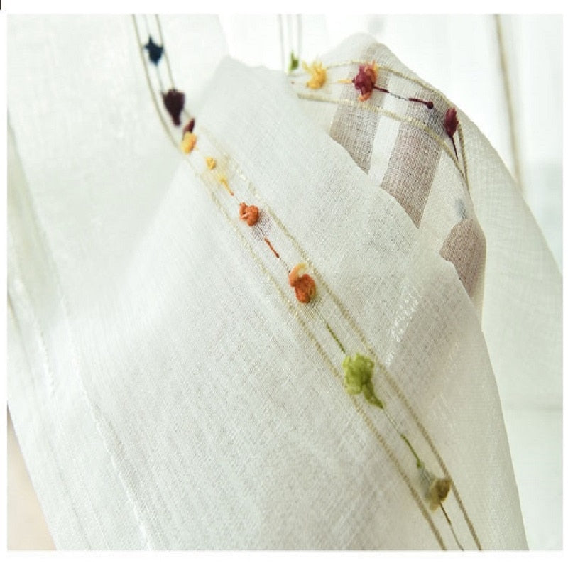 New Natural Embroidered Sheer Curtains for Living Room kids Room Bedroom Elegant Yarn Curtains Embroidery White tulle Curtains