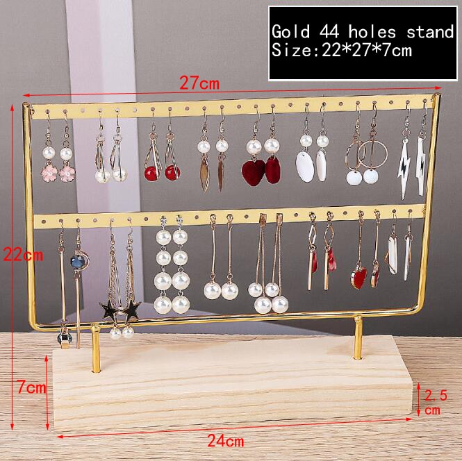 Nice Steel Earrings Storage Holder Jewelry Display Stand for Earrings Necklaces Bracelets Pendants Wooden Base Jewellery Rack