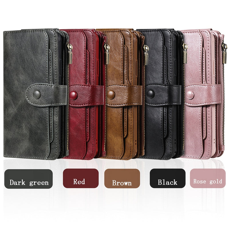 Luxury Leather Flip Case For iPhone 13 12 Mini 11 Pro XS Max XR X 7 8 6 6s Plus SE 2020 2022 Wallet Card Holder Phone Cover