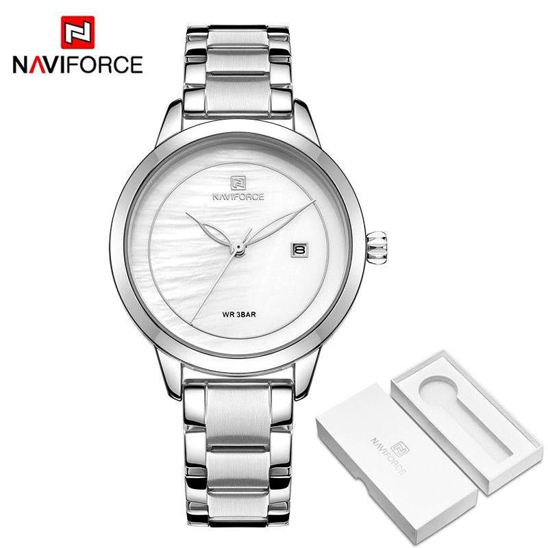 Relojes de cuarzo de marca de lujo NAVIFORCE, reloj de pulsera resistente al agua con fecha única a la moda para mujer, reloj de regalo para mujer, reloj femenino 2019