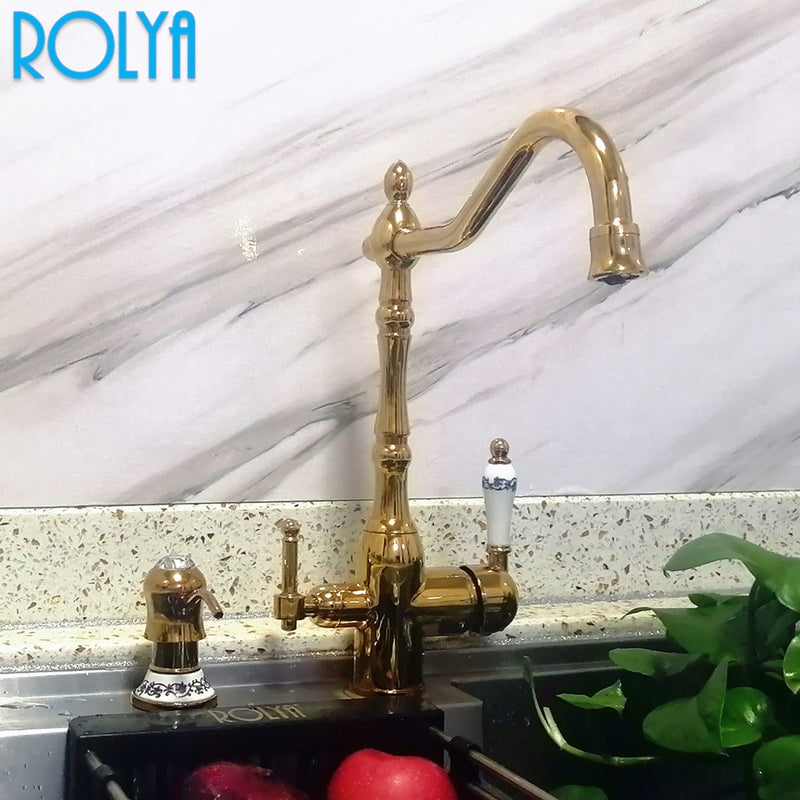 Rolya Victoria Antique Bronze/Gold/ORB 3-in-1 Kitchen Faucet Purified Water 3 Way Kitchen Tap Oil Rubbed Bronze