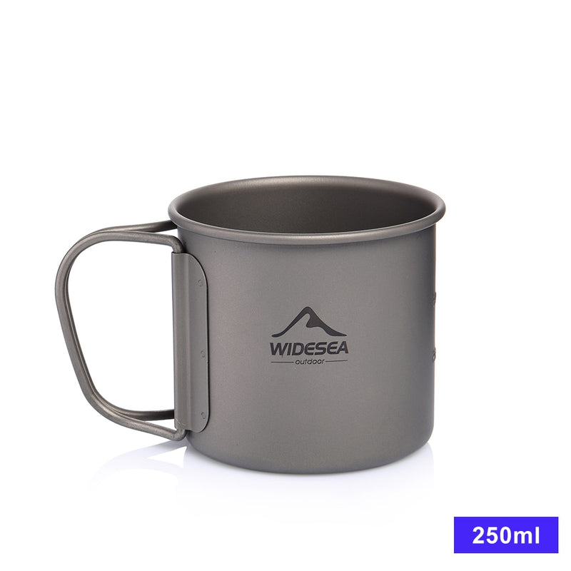 Widesea Camping Mug Titanium Cup Tourist Tableware Picnic Utensils Outdoor Kitchen Equipment Travel Cooking set Cookware Hiking