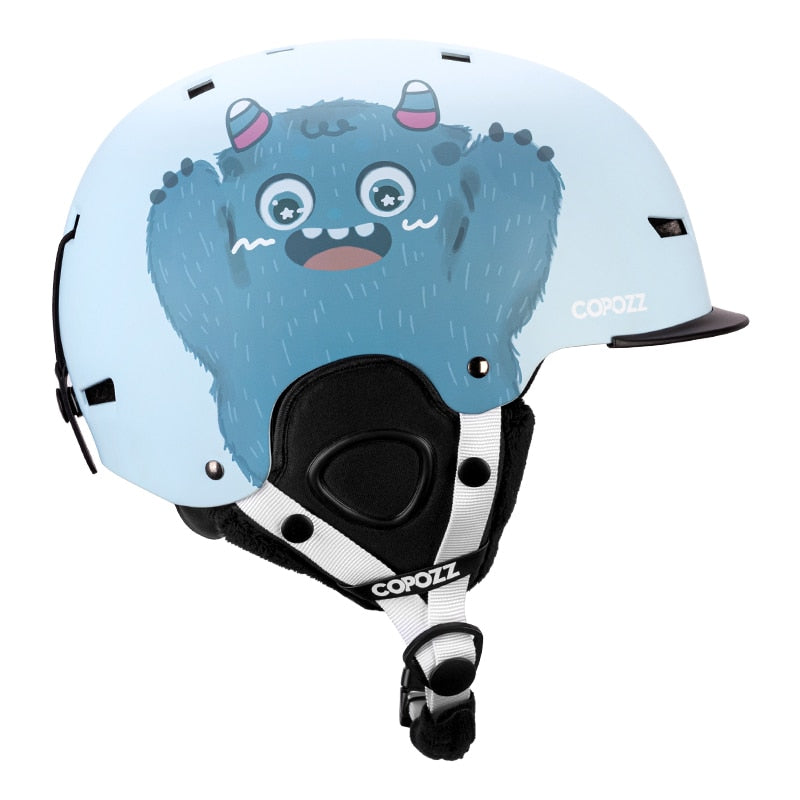 Casco de esquí COPOZZ de dibujos animados para niños, casco de Snowboard de protección para deportes al aire libre moldeado integralmente, equipo de esquí para mujeres