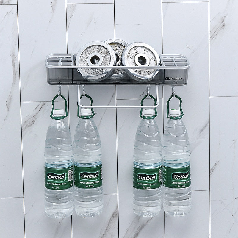 Estante de baño sin perforaciones, organizador de estante de almacenamiento de toallas cosméticas para champú, soporte de esquina de baño, artículos para el hogar, accesorios de baño