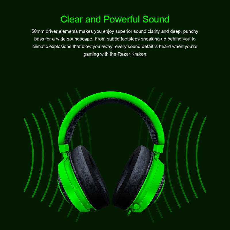 Razer Kraken Gaming Headset Earphone Headphone Cooling-Gel Layer Retractable Noise Cancelling Microphone for PC Mac NS PS