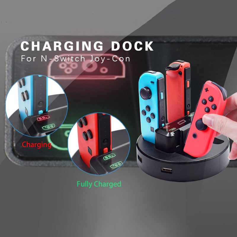Tragbares Zubehör für Nintendo Switch Controller Ladegerät Docking Switch Joycon Station AC Adapter unterstützt 4 Joy-con Charging