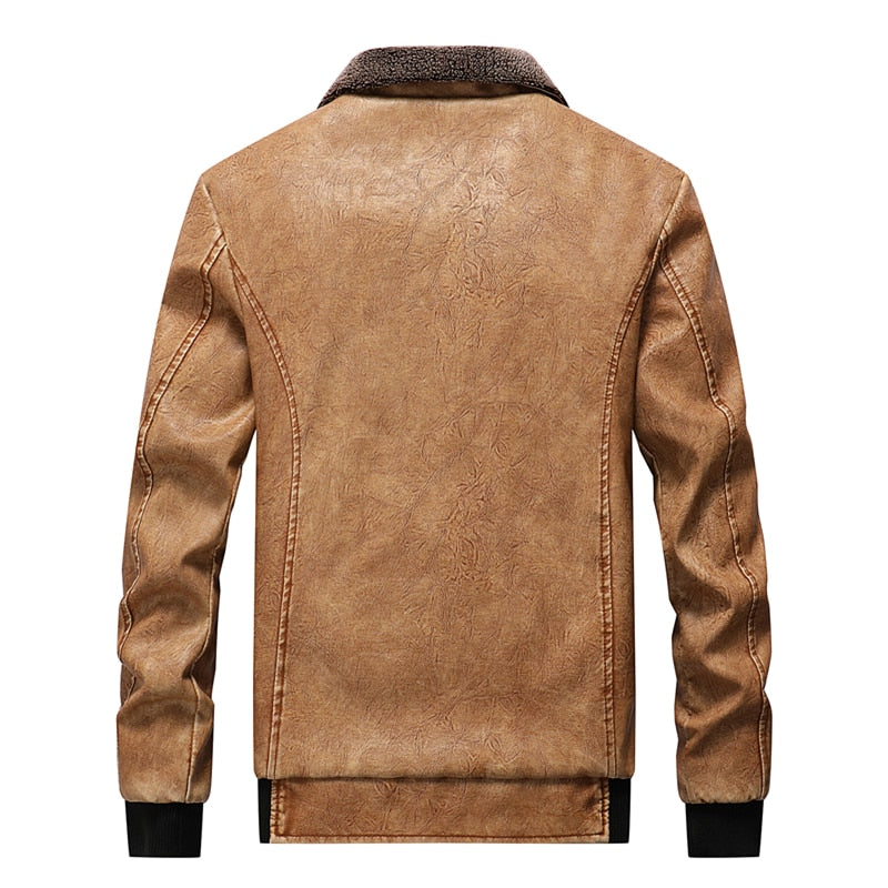 Mountainskin Winter Mens PU Jacket Thick Warm Men&