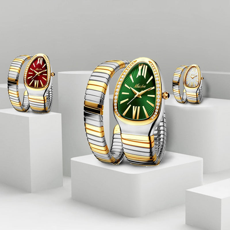 Fashion Explosion Models Ladies Quartz Watch Personality Snake Head Bracelet Stainless Steel Diamond Studded Snake Watchs Female