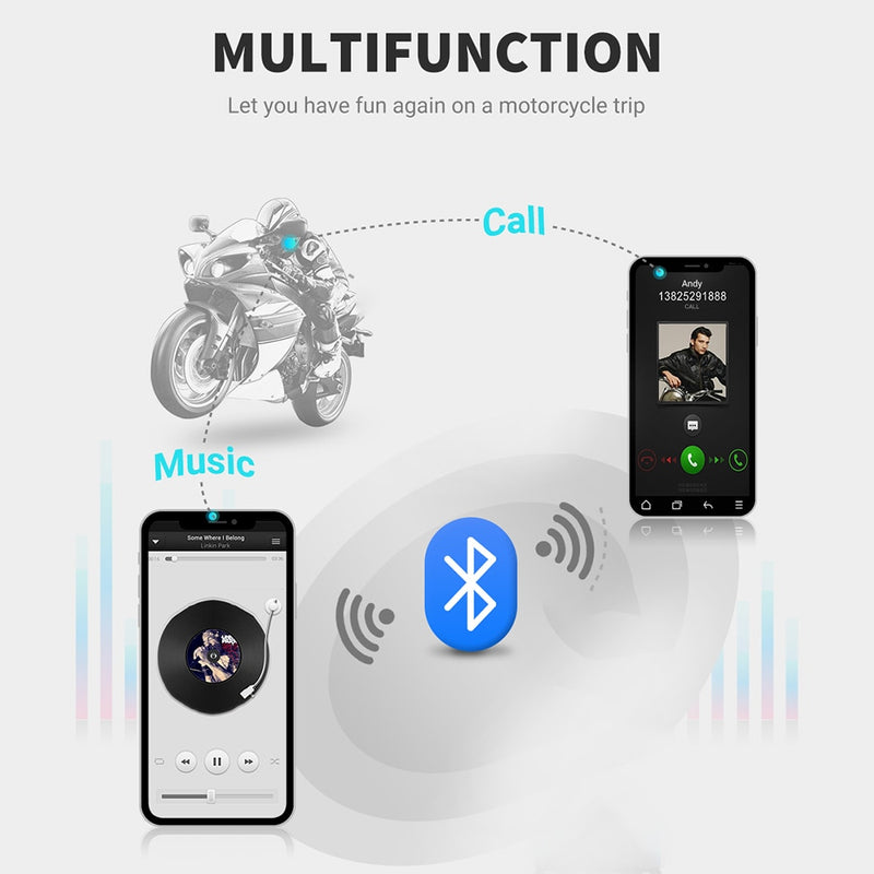 Bluetooth 5.0 Headset for Helmet Motorcycle Headphones Handsfree Moto Motor Bike Motorbike Wireless Intercom Earphone