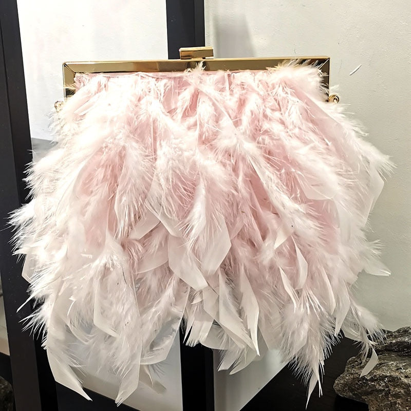 Bolso de mano Luxy Moon Feather, bolso de mano de noche para mujer, bolso de hombro con cadena de perlas blancas, bolsos de lujo para mujer, bolso de fiesta de diseño ZD1647