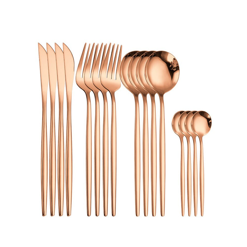 Cutlery Set Rose Gold Dinnerware Set 18/10 Stainless Steel Knife Fork Spoon  Kitchen Tableware Set Flatware Wholesale Cutlery