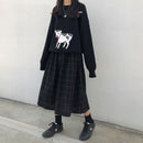 2 colors japanese style high elastic waist Long Skirts Woman 2019 autumn winter plaid A-line pleated Skirts womens (X1078)