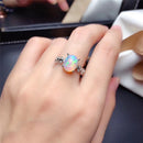 LeeChee Genuine Opal Ring for Women Anniversary Gift 8*10MM White Opal Gemstone Colorful Fine Jewelry Real 925 Sterling Silver