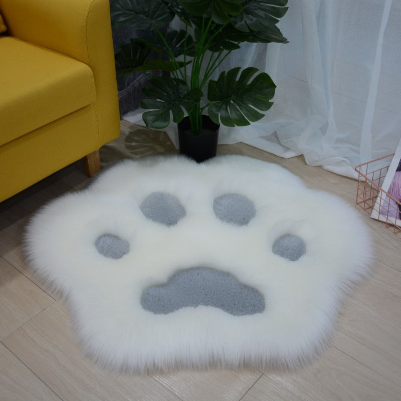 Cute Cat Paw Pattern Soft Plush Carpet Home Sofa Coffee Table Floor Mat Bedroom Bedside Decorative Carpet