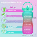 Quifit Gallon 2L Water Bottle with Straw 3.8 &amp; 2 Litre Large Capacity Tritan BPA Free Motivational Quote Time Marker 2000ml Jug