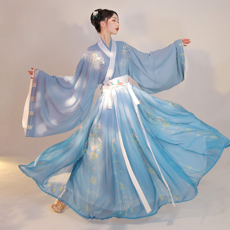 Traditionelles chinesisches Hanfu-Kostüm, Frau, altes Han-Dynastie-Kleid, orientalisches Prinzessinnenkleid, Dame, Eleganz, Tang-Dynastie, Tanzabnutzung