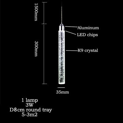 Lámpara colgante led moderna minimalista Bubble K9 luces colgantes de cristal comedor Cilindro tubo largo luces colgantes techo alto