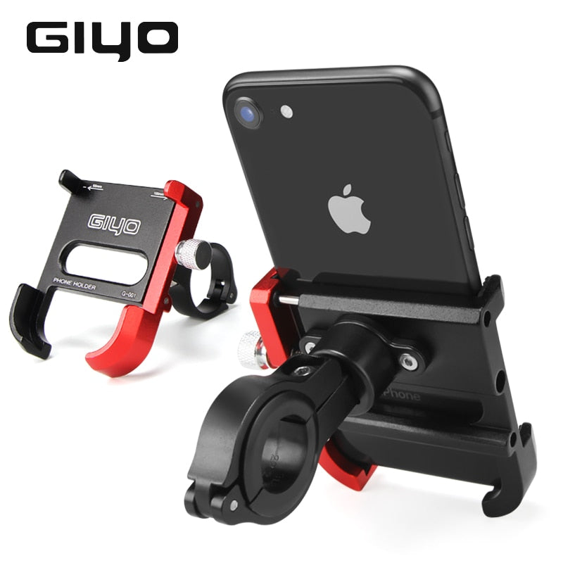 GIYO Aluminum Alloy Bicycle Phone Holder Mountain Road Bike Handlebar Clip Stand Mount Bike MTB Smartphone Holder Support