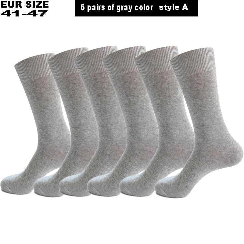 6 Pairs/Lot Large Size Men Socks Cotton Long Business Compression Harajuku Socks Winter Gentleman Sox Sokken Plus Size EU41-48