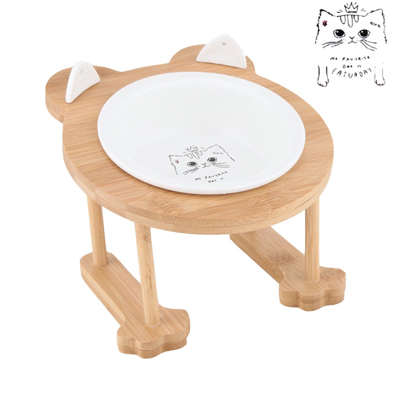 Cuenco de cerámica para gatos, cuenco para perros, cuenco individual y doble para mascotas, comedero para perros y gatos, cuenco de agua con soporte, plato de alimentación, cuenco para comida, suministros para mascotas