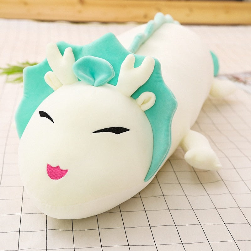 80cm-120cm Cute Long Dragon Plush Toy Soft Cartoon Animal Three Colors Dinosaur Stuffed Doll Sleeping Pillow Cushion Best Gifts