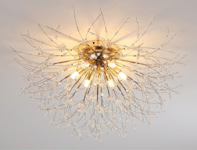 Crystal snowflake chandelier For Living Room Kitchen Rectangle Globe Dandelion chandelier Nordic Decor round led ceiling lamp