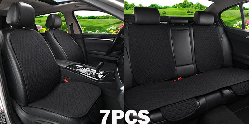 Funda protectora de verano para asiento de coche, cojín de asiento de lino para respaldo delantero y trasero de lino automático, almohadilla para Interior automotriz, camión, Suv, furgoneta