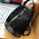 Nueva Mochila para ordenador portátil de cuero con lentejuelas a la moda, Mochila antirrobo con bloqueo de personalidad para mujer, Mochila de viaje, Mochila femenina