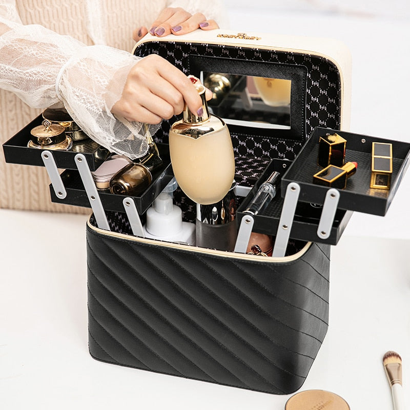 Neue Make-up-Tasche Mode-Toilettenartikel Kosmetik-Aufbewahrungsbox Tragbarer Reise-Make-up-Koffer