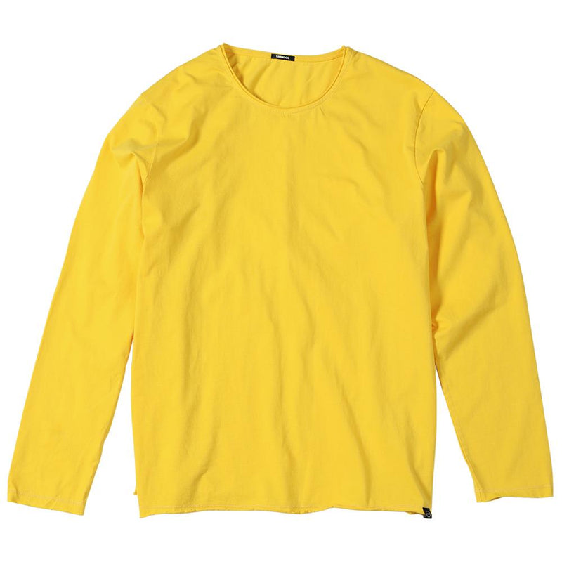 SIMWOOD 2022 primavera invierno nueva camiseta sólida de manga larga para hombres camiseta con dobladillo enrollado crudo textura calidad 100% tops de algodón SI980585