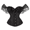 Women Halloween Steampunk Corset Sexy Bodice Long Sleeve Red Corselet Lace Up Bustier Party Club Wedding Tops Plus Size S-6XL