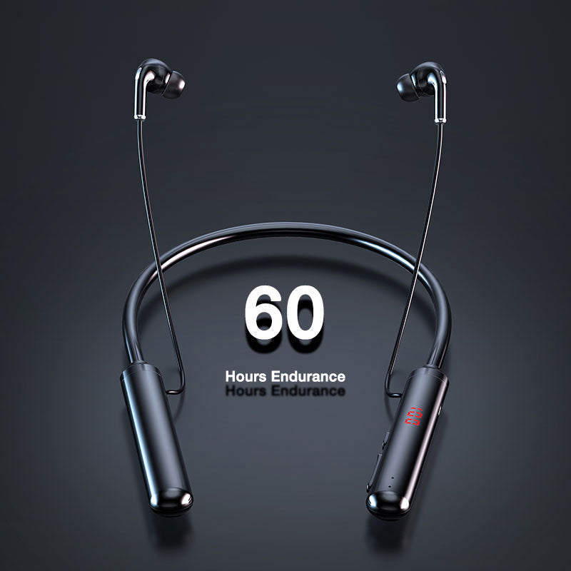 EARDECO 60 Hours Endurance Bluetooth Headphones Stereo Bass Wireless Headphone Neckband Power LED Display Headset TF Card Magnet