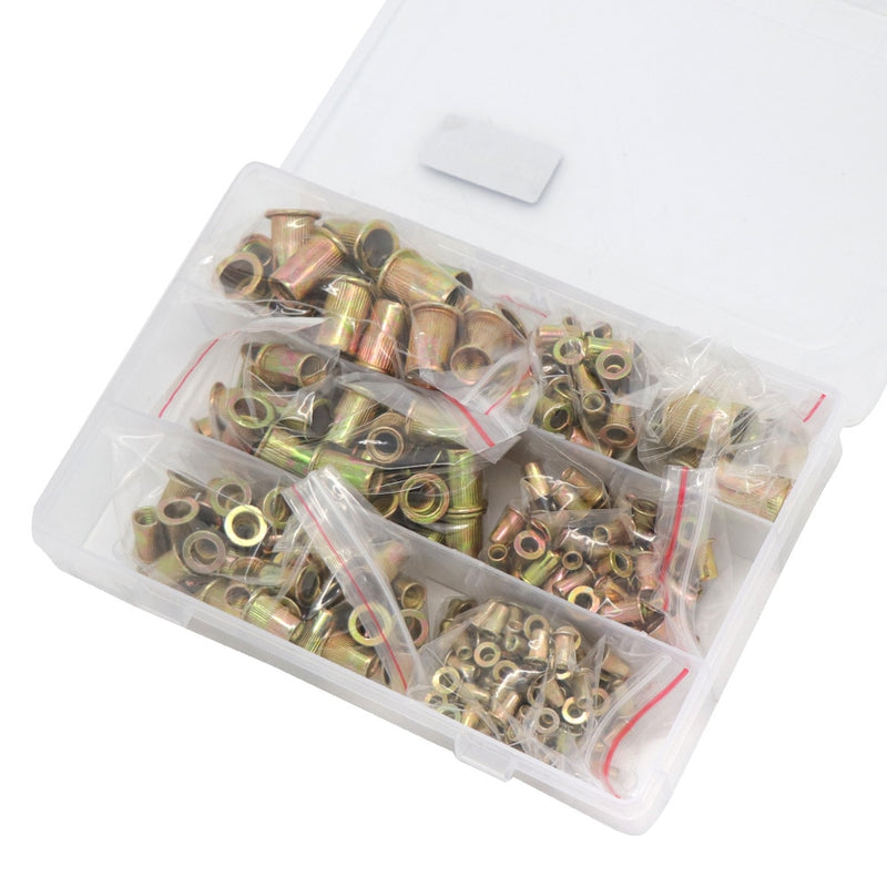 95Pcs and 300Pcs  Steel Rivet Nut Rivnut Insert Nutsert KIT M3 M4 M5 M6 M8 M10 for Rivet Nut Gun Riveting Riveter Tool