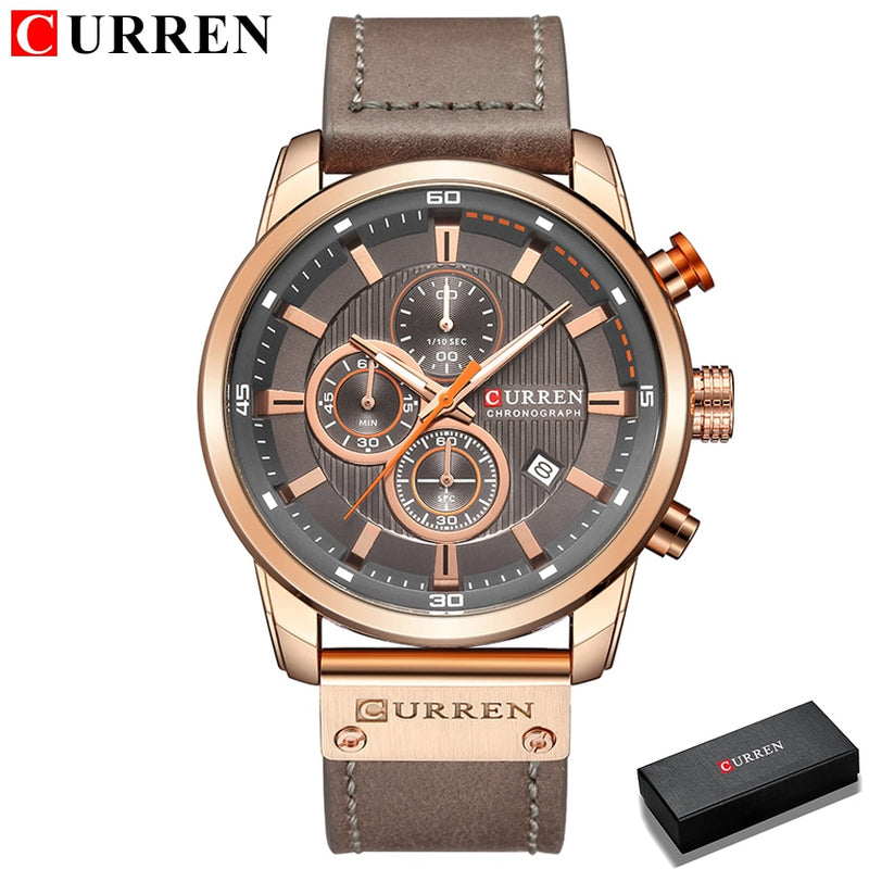 Relojes de cuarzo para hombre con correa de cuero de moda CURREN de lujo de marca superior, relojes de pulsera informales con fecha de negocios para hombre, reloj Montre Homme